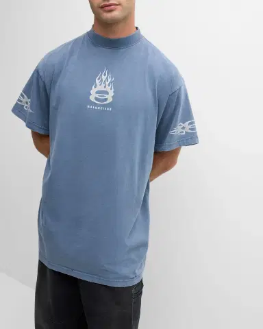 Balenciaga Men 's Burning Unity Oversized T-Shirt | Thumbnail 6