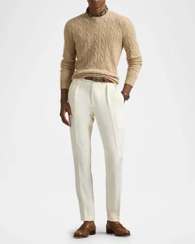 Polo Ralph Lauren Men's The Iconic Cable-Knit Cashmere Sweater | Thumbnail 2