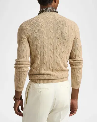 Polo Ralph Lauren Men's The Iconic Cable-Knit Cashmere Sweater | Thumbnail 3