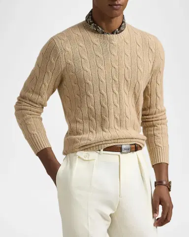 Polo Ralph Lauren Men's The Iconic Cable-Knit Cashmere Sweater | Thumbnail 4