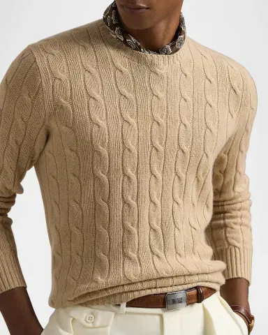 Polo Ralph Lauren Men's The Iconic Cable-Knit Cashmere Sweater | Thumbnail 5