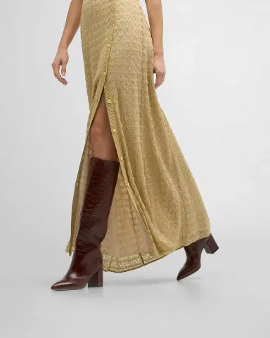 Paris Texas Anja Croco Block-Heel Knee Boots | Thumbnail 2