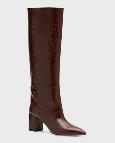 Paris Texas Anja Croco Block-Heel Knee Boots | Thumbnail 3
