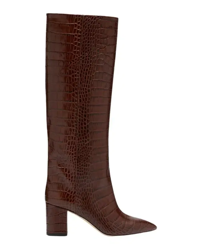 Paris Texas Anja Croco Block-Heel Knee Boots