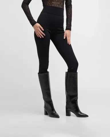Paris Texas Anja Croco Block-Heel Knee Boots | Thumbnail 8