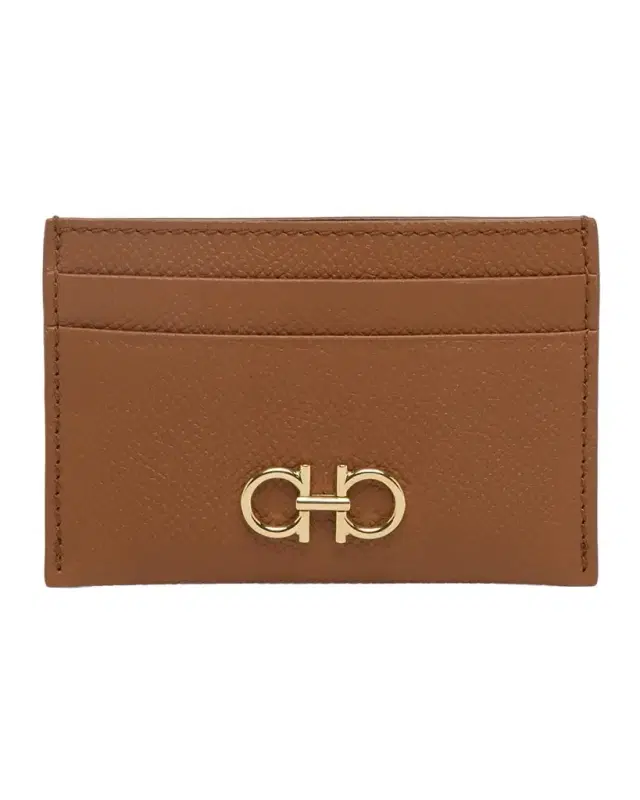 Ferragamo Hammered Leather Gancini Card Holder