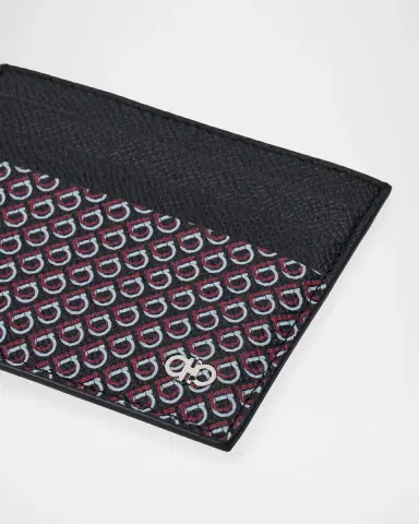 Ferragamo Men's Micro Gancini Printed Leather Card Holder | Thumbnail 4 Ferragamo Men's Micro Gancini Printed Leather Card Holder | Thumbnail 4