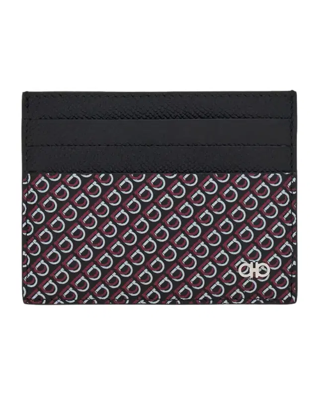 Men 's Micro Gancini Printed Leather Card Holder