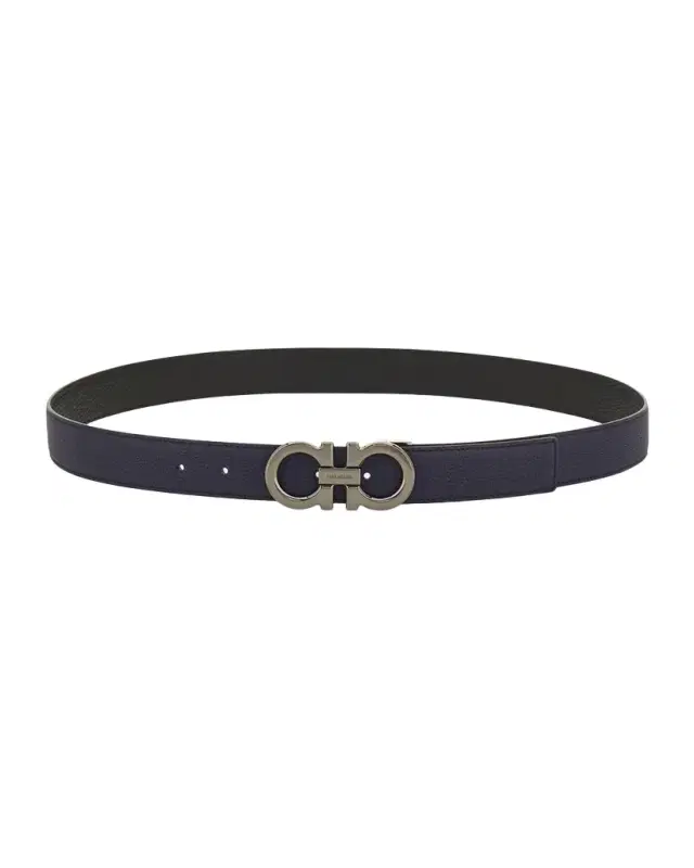 Ferragamo Men 's Double Gancini Reversible Leather Belt