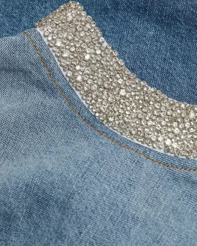 TWP Ex T Denim Crop Top with Crystal Collar | Thumbnail 5 TWP Ex T Denim Crop Top with Crystal Collar | Thumbnail 5
