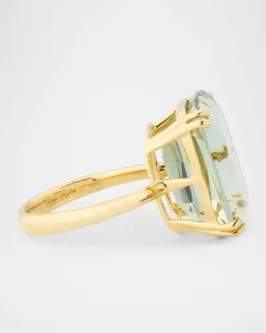 Goshwara 18K Yellow Gold Cushion Prasiolite Statement Ring | Thumbnail 3