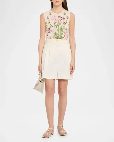 Giambattista Valli Floral Embroidered Cashmere-Silk Knit Tank Top | Thumbnail 2 Giambattista Valli Floral Embroidered Cashmere-Silk Knit Tank Top | Thumbnail 2
