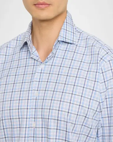 Peter Millar Men's Simon Crown Lite Plaid Stretch Cotton Sport Shirt | Thumbnail 5