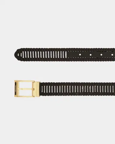 Ferragamo Men's Adjustable Cutout Leather Belt | Thumbnail 3