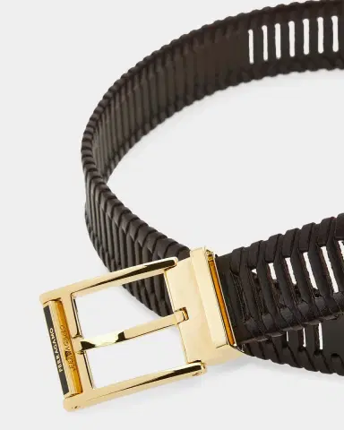 Ferragamo Men's Adjustable Cutout Leather Belt | Thumbnail 4