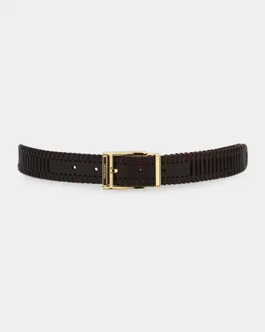 Ferragamo Men's Adjustable Cutout Leather Belt | Thumbnail 5