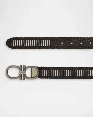 Ferragamo Men's Adjustable Gancini Leather Belt | Thumbnail 3