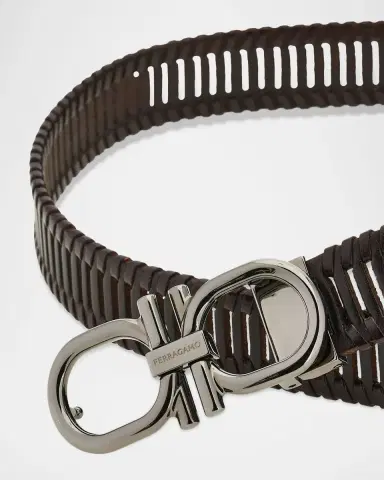 Ferragamo Men's Adjustable Gancini Leather Belt | Thumbnail 4