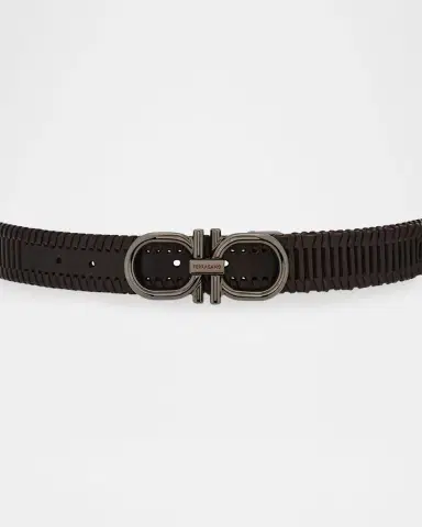 Ferragamo Men's Adjustable Gancini Leather Belt | Thumbnail 5