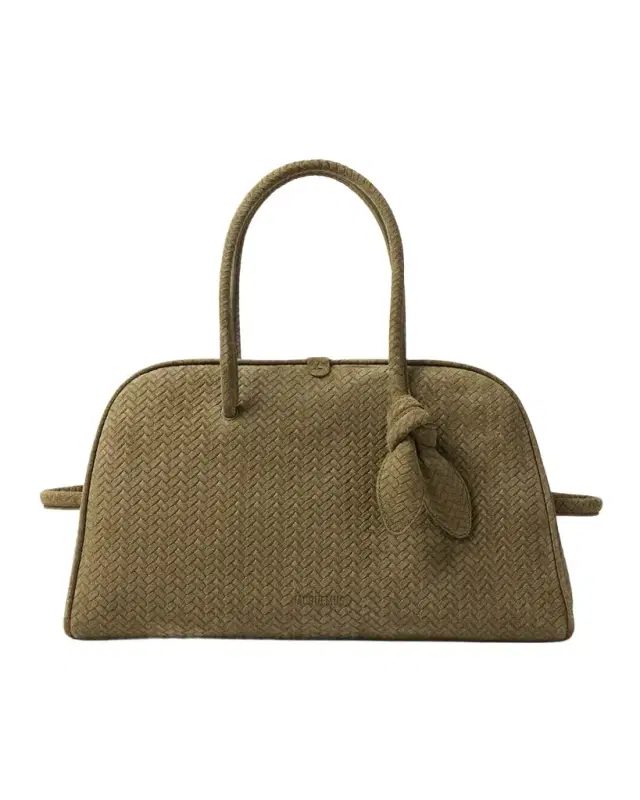 Le Turismo Chevron-Braided Suede Bowling Bag