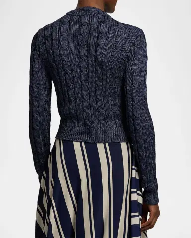 Ralph Lauren Collection Cable-Knit Silk Cropped Cardigan | Thumbnail 2