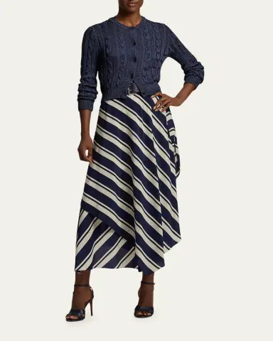 Ralph Lauren Collection Cable-Knit Silk Cropped Cardigan | Thumbnail 5
