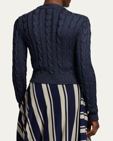 Ralph Lauren Collection Cable-Knit Silk Cropped Cardigan | Thumbnail 6