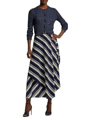Ralph Lauren Collection Cable-Knit Silk Cropped Cardigan | Thumbnail 1