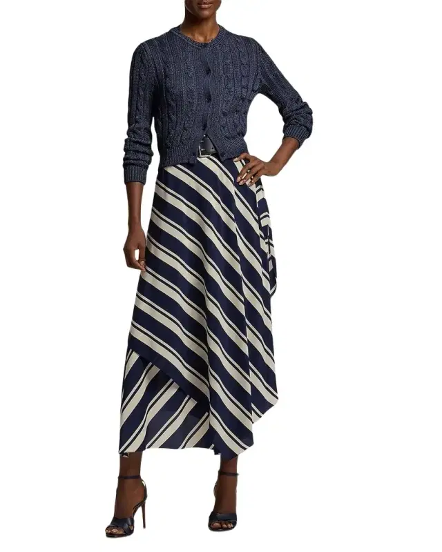 Cable-Knit Silk Cropped Cardigan