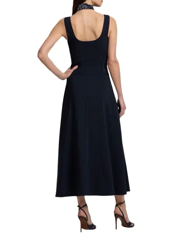 Sophee Button-Front Sleeveless Midi Day Dress