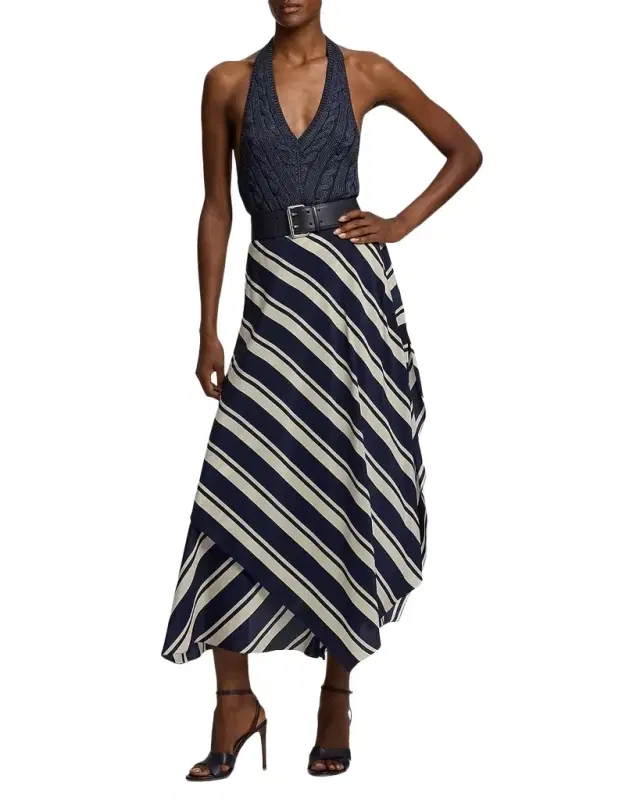 Tilda Striped Crepe De Chine Maxi Skirt