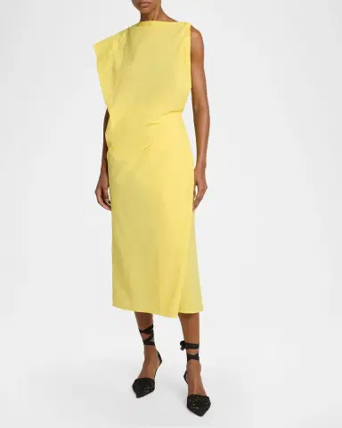 Jacquemus La Drap Asymmetric Cotton Midi Dress | Thumbnail 4 Jacquemus La Drap Asymmetric Cotton Midi Dress | Thumbnail 4