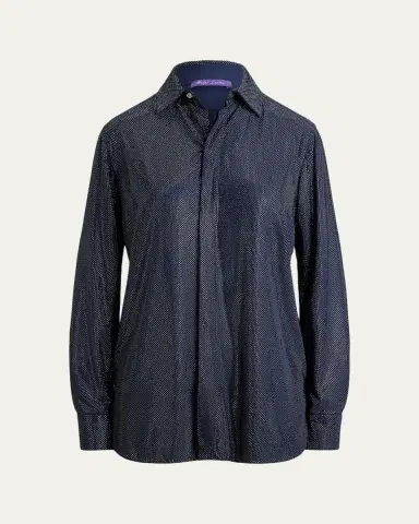 Ralph Lauren Collection Adrien Relaxed Fit Embellished Shirt | Thumbnail 4 Ralph Lauren Collection Adrien Relaxed Fit Embellished Shirt | Thumbnail 4