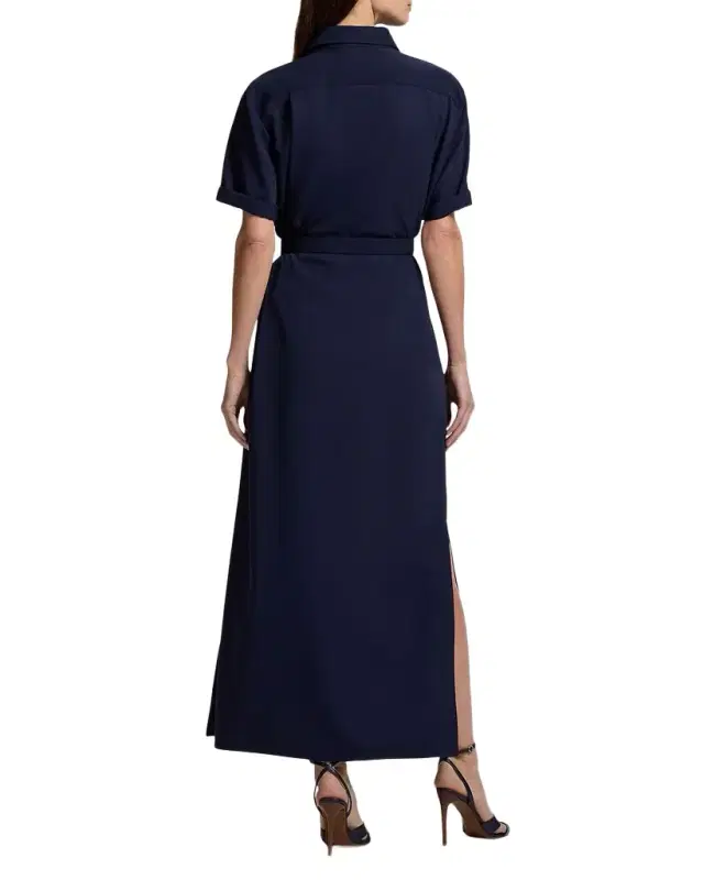 Carol Short-Sleeve Belted Maxi Day Shirtdress