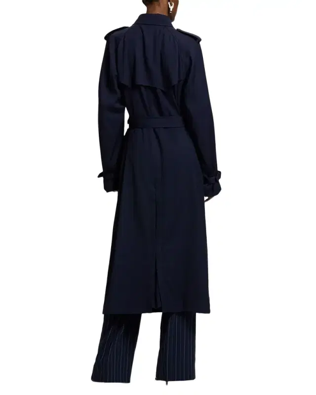 Alecia Wool-Blend Gabardine Belted Trench Coat