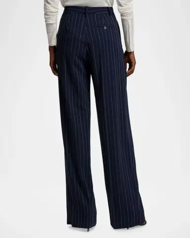 Ralph Lauren Collection Striped Pleated Wide-Leg Trousers | Thumbnail 2
