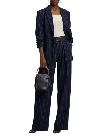 Ralph Lauren Collection Striped Pleated Wide-Leg Trousers | Thumbnail 1