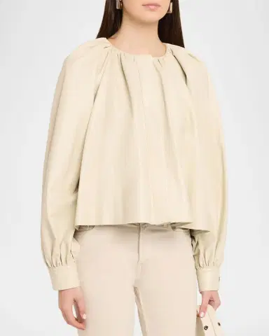 Co Gathered Leather Long-Sleeve Shirt | Thumbnail 4 Co Gathered Leather Long-Sleeve Shirt | Thumbnail 4