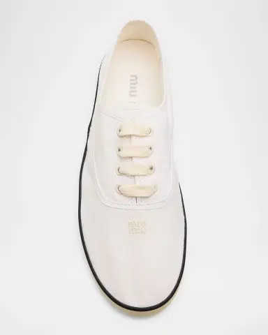 Miu Miu Logo Lace-Up Canvas Sneakers | Thumbnail 6 Miu Miu Logo Lace-Up Canvas Sneakers | Thumbnail 6