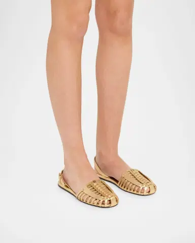 Miu Miu Huarache Metallic Leather Slingback Flats | Thumbnail 2