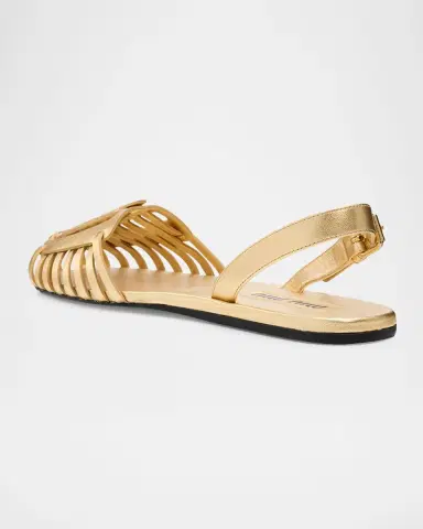 Miu Miu Huarache Metallic Leather Slingback Flats | Thumbnail 4