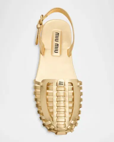 Miu Miu Huarache Metallic Leather Slingback Flats | Thumbnail 6