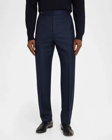 dunhill Men 's Super 170s Wool Flat-Front Trousers | Thumbnail 3 dunhill Men 's Super 170s Wool Flat-Front Trousers | Thumbnail 3