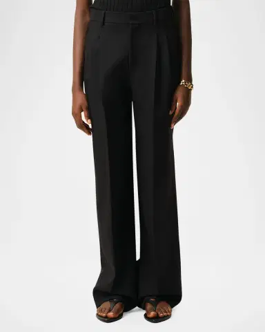 Ami Paris Low-Rise Pleated Wide-Leg Wool Trousers | Thumbnail 4 Ami Paris Low-Rise Pleated Wide-Leg Wool Trousers | Thumbnail 4