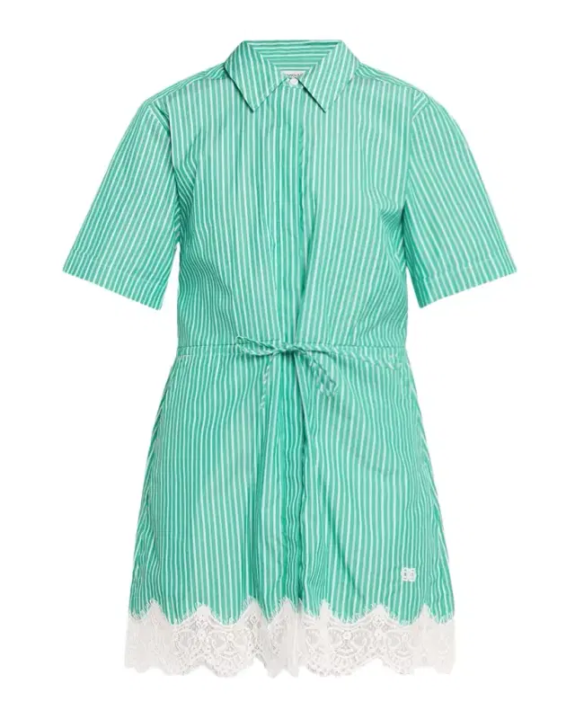 SIMKHAI Poplin Lace-Trim Shirtdress
