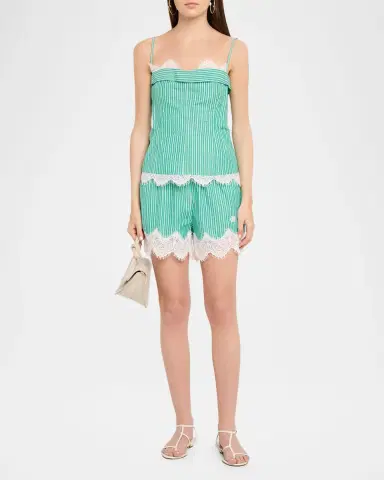 Simkhai Poplin Lace-Trim Bustier Top | Thumbnail 2
