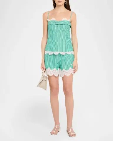 Simkhai Poplin Lace-Trim Boxer Shorts | Thumbnail 2 Simkhai Poplin Lace-Trim Boxer Shorts | Thumbnail 2