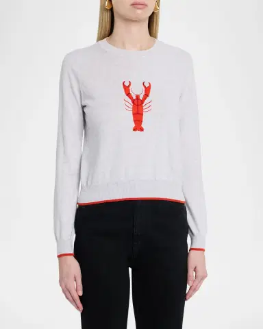 Autumn Cashmere Crewneck Lobster Cotton Knit Sweater | Thumbnail 4