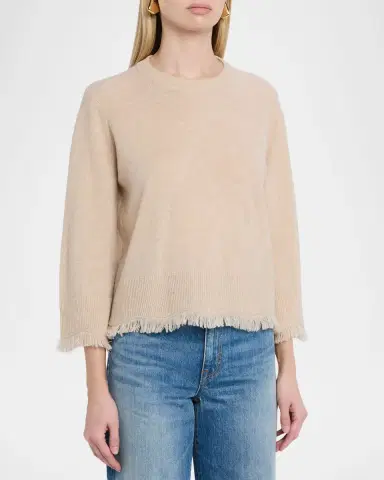 Autumn Cashmere Scalloped Fringe-Trim Cashmere Sweater | Thumbnail 4 Autumn Cashmere Scalloped Fringe-Trim Cashmere Sweater | Thumbnail 4