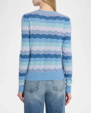 Autumn Cashmere Scalloped Pointelle-Knit Cashmere Sweater | Thumbnail 3